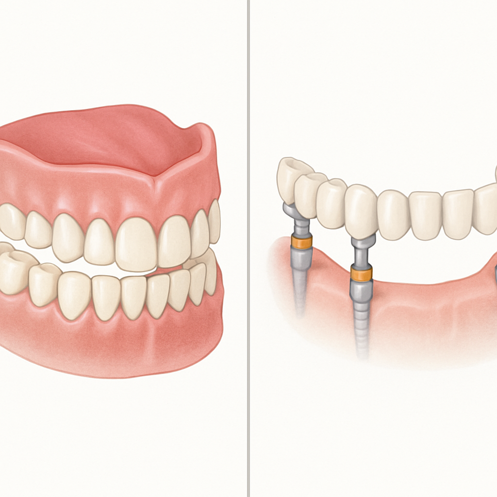 Illustration of All-on-X implant positions in the jaw
