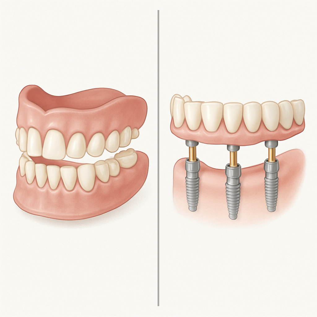 Illustration of All-on-X implant positions in the jaw